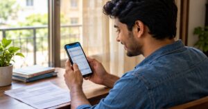 Indian consumer checking an electricity bill on a smartphone