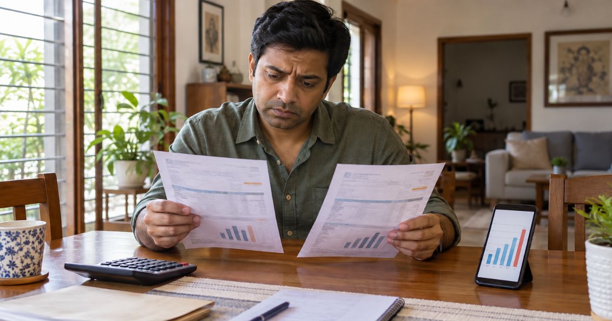 Homeowner comparing two electricity bills to understand a sudden increase in monthly charges